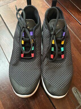 Nike Air Max Kids 7Y Black | Red Swoosh | Rainbow Lace Tips | Minimal Wear | Wom